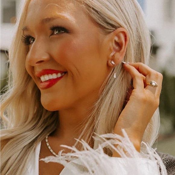 Kendra Scott Juliette Silver Drop Earrings in White Crystal - Picture 5 of 7